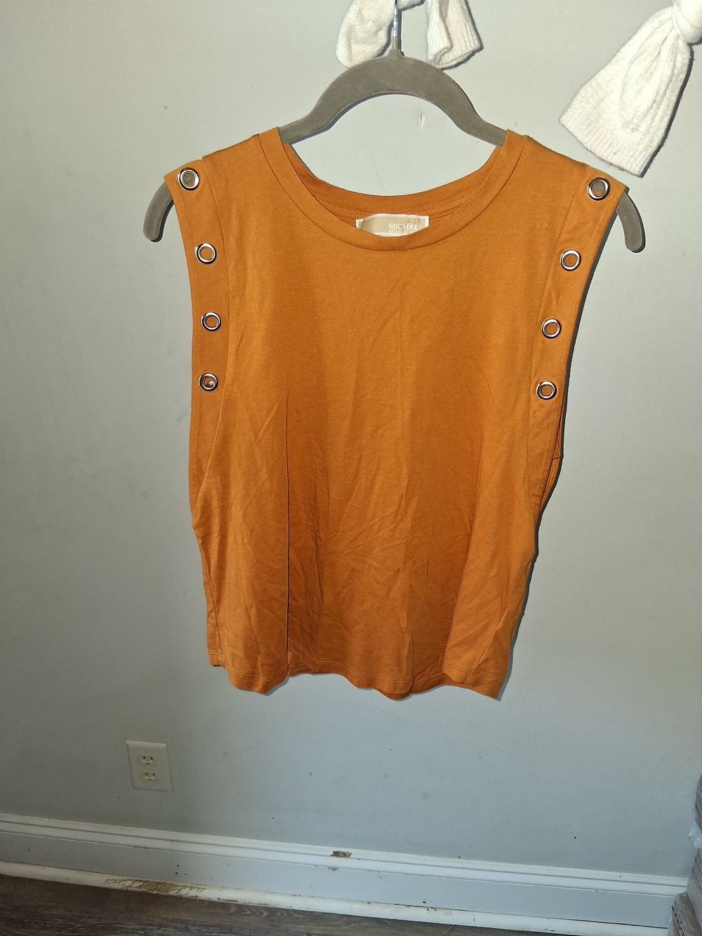 Michael Kors Sleeveless Grommet-Trim Tank in Mustard